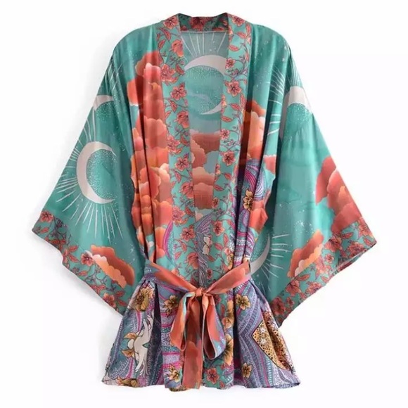 Sarrah Other - Reserved Beautiful Mixed Print Kimono Wrap